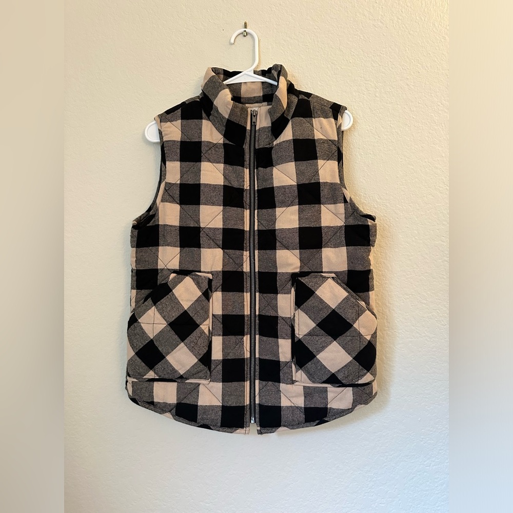 Black & Cream Checkered Vest